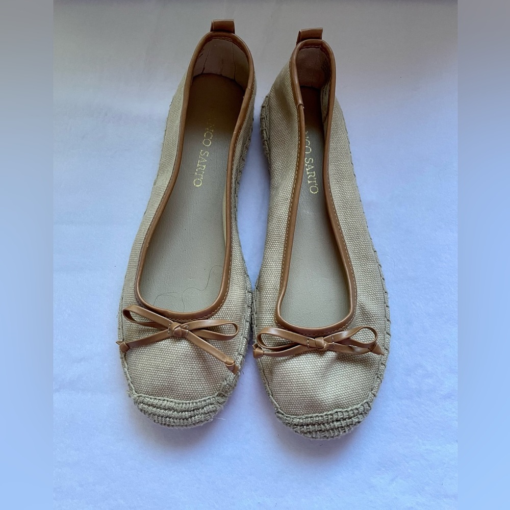 Franco Sarto Sandra Espadrille Beach Canvas Flats Nautical shoes 7.5